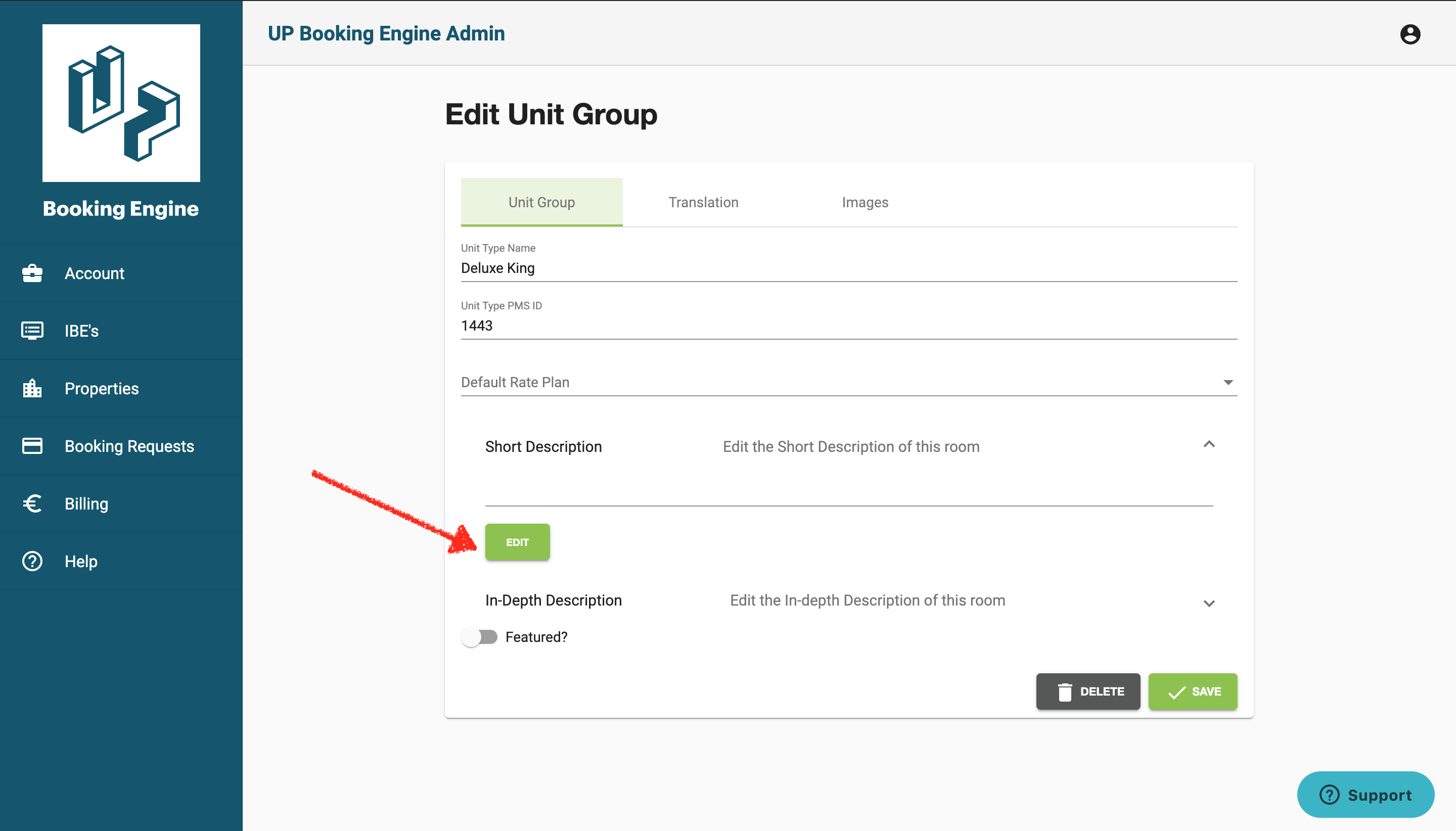 How do I update room descriptions and rate names? myIBE Help