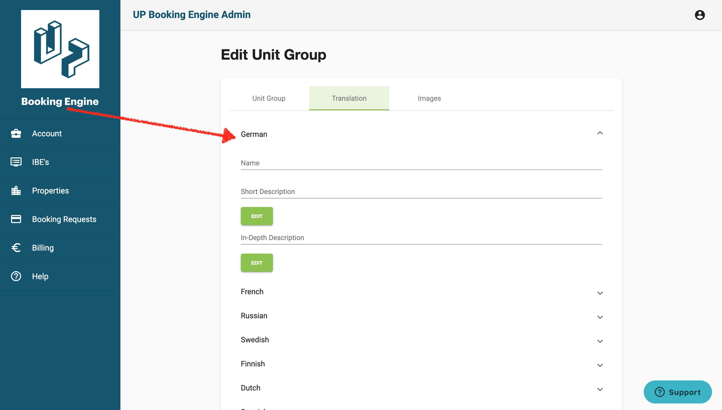 How do I update room descriptions and rate names? myIBE Help